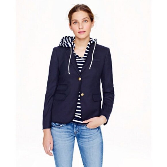 NEW! J.Crew Schoolboy Blazer Wool Blend Navy Blue SZ 6 - Picture 2 of 14